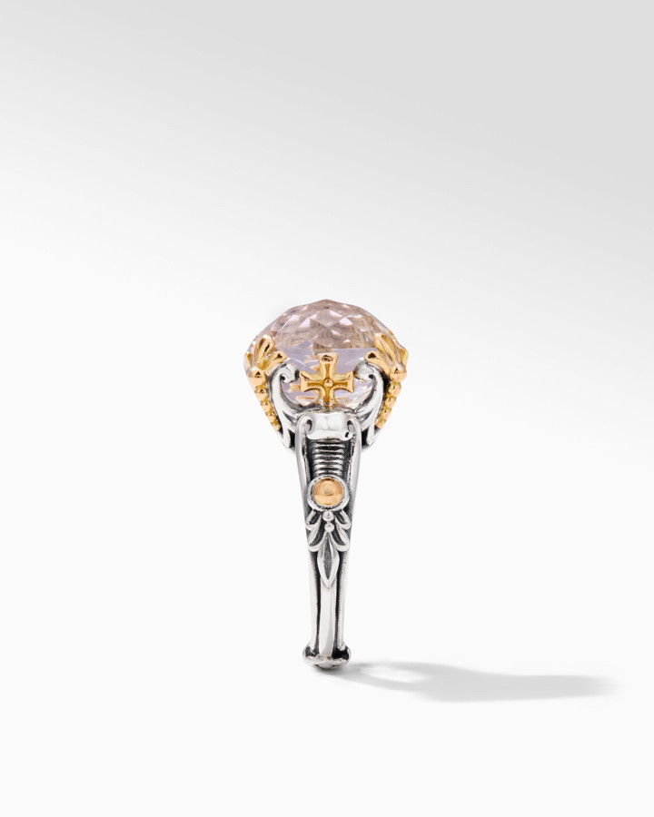Konstantino Anthos Sterling Silver and 18k Yellow Gold Crystal Square Ring