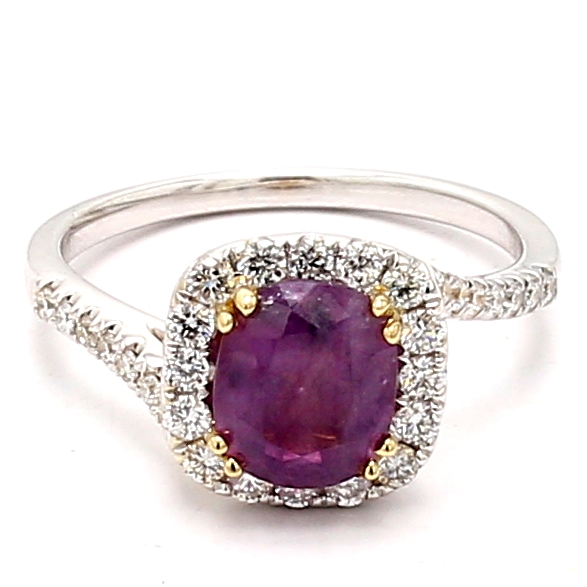 Red Sapphire and Diamond Ring