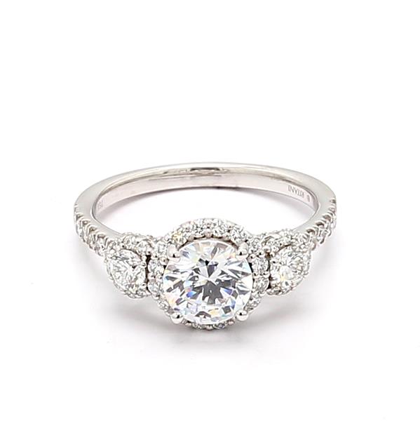 Ritani 18K White Gold Halo Diamond Semi-Mount, 0.69 ct tw