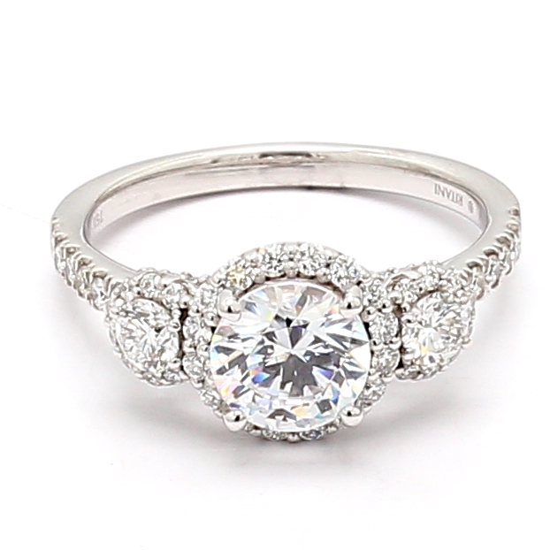 Ritani 18K White Gold Halo Diamond Semi-Mount, 0.69 ct tw