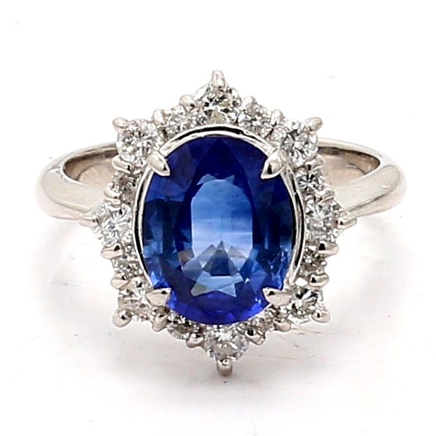 Sapphire and Diamond Halo Ring