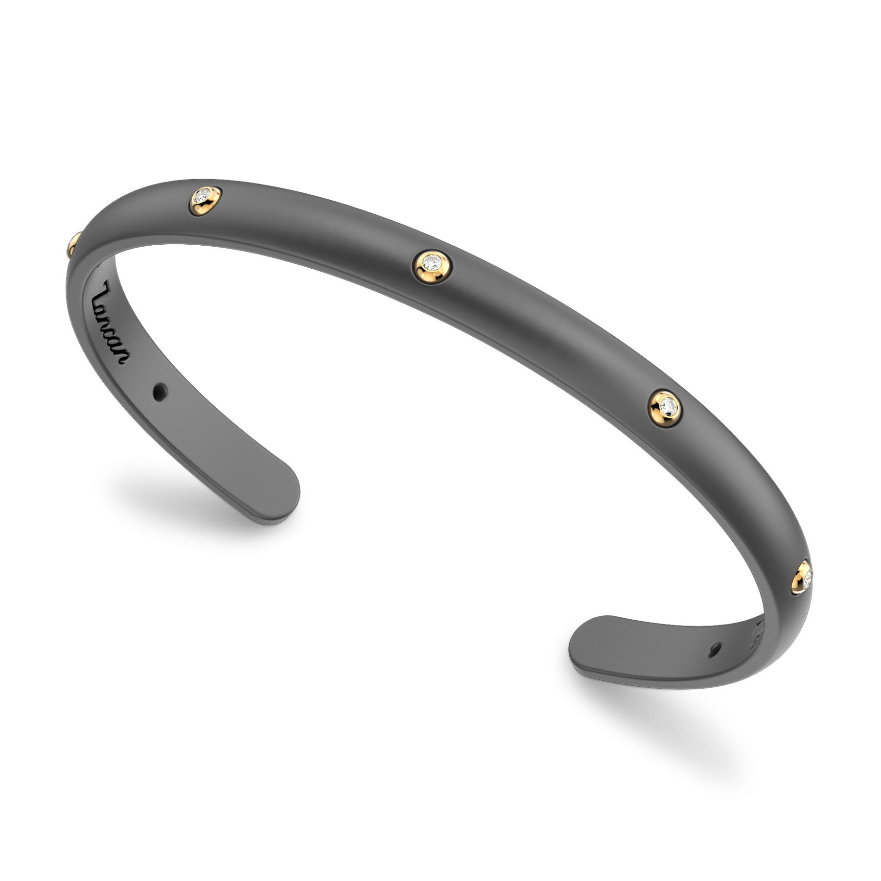 Zancan Eternity Titanium 18k Yellow Gold and Titanium Diamond Cuff Bracelet