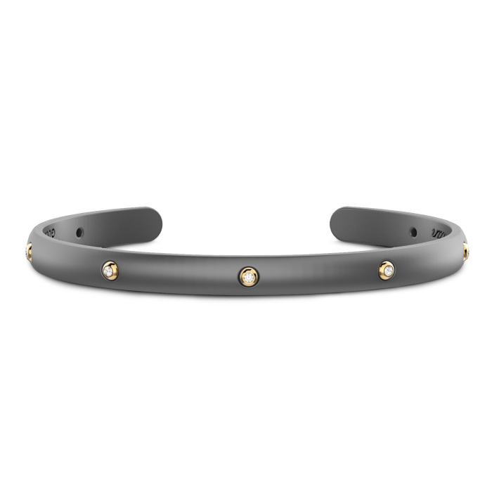 Zancan Eternity Titanium 18k Yellow Gold and Titanium Diamond Cuff Bracelet
