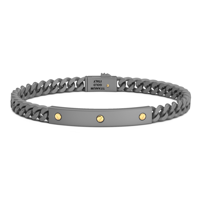 Zancan Eternity Titanium 18k Yellow Gold and Titanium Cuban Link Bracelet