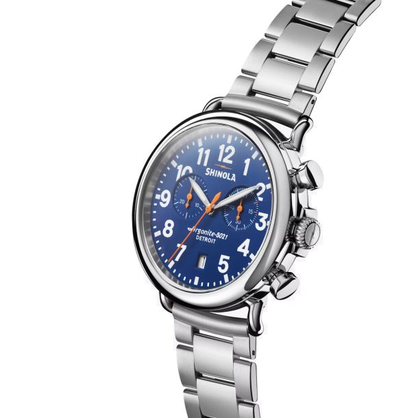 Shinola Runwell Chronograph 41mm Royal Blue Dial Stainless Steel Bracelet