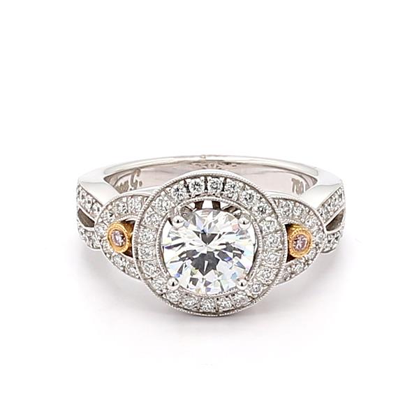 Simon G. 18K White Gold Halo Diamond Semi-Mount, 0.43 ct tw