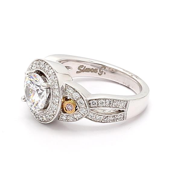 Simon G. 18K White Gold Halo Diamond Semi-Mount, 0.43 ct tw – view 4