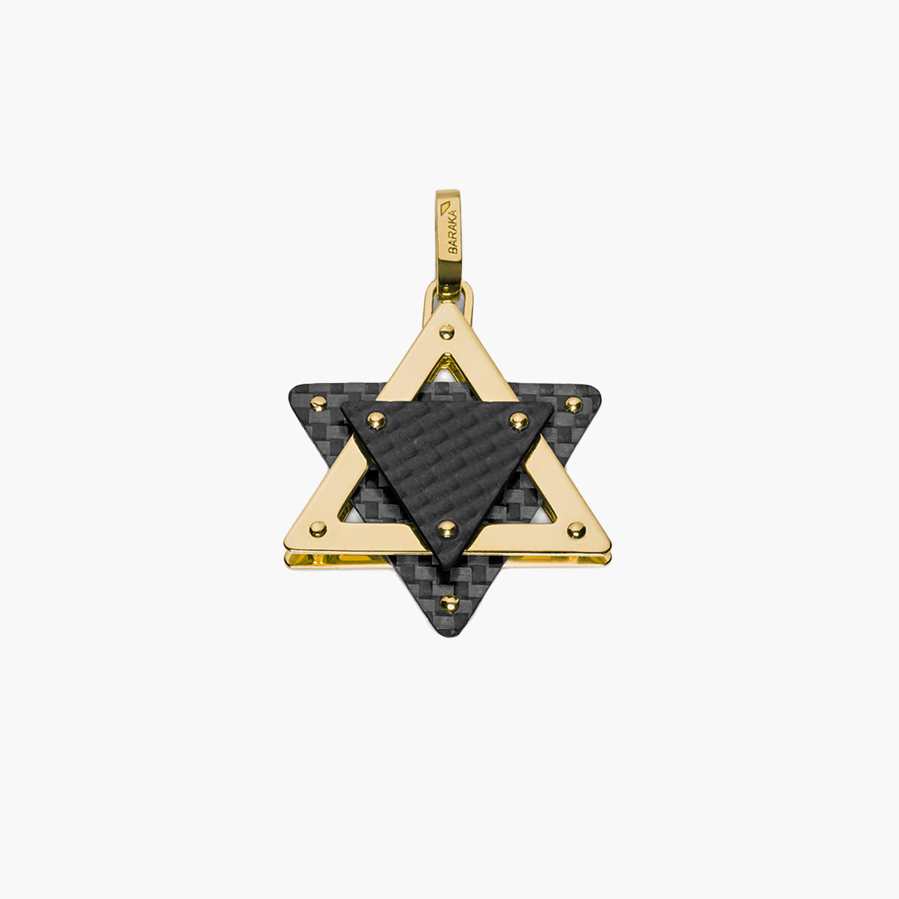 Baraka 18k Yellow Gold and Carbon Fiber Star of David Pendant