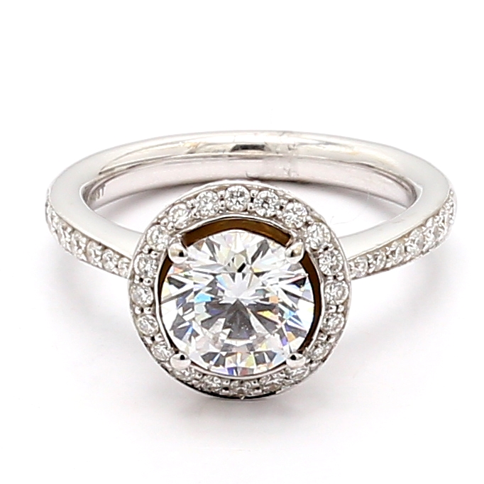 Stardust 18K White Gold Halo Diamond Semi-Mount, 1.01 ct tw