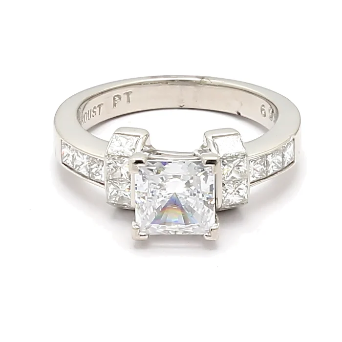 Stardust Platinum Princess-Cut Diamond Semi-Mount, 0.89 ct tw