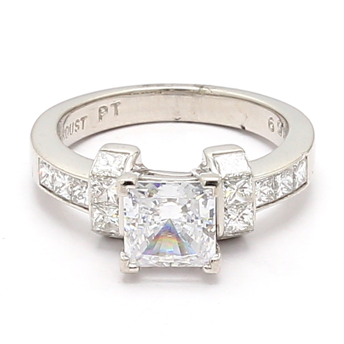 Stardust Platinum Princess-Cut Diamond Semi-Mount, 0.89 ct tw