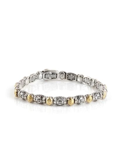 Konstantino Hermione Sterling Silver and 18k Yellow Gold Etched Bracelet