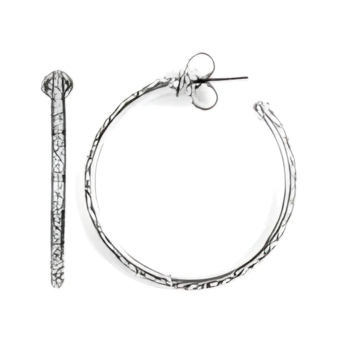 Konstantino Sterling Silver Etched Medium Hoop Earrings