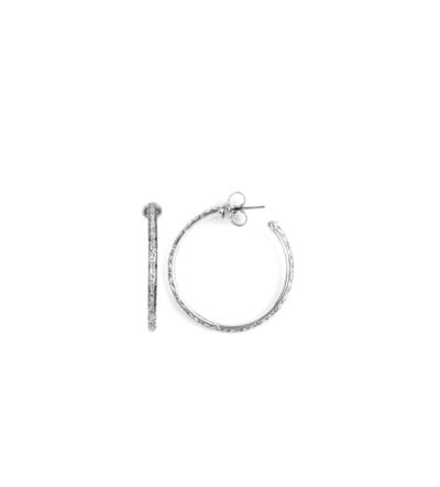 Konstantino Sterling Silver Etched Medium Hoop Earrings