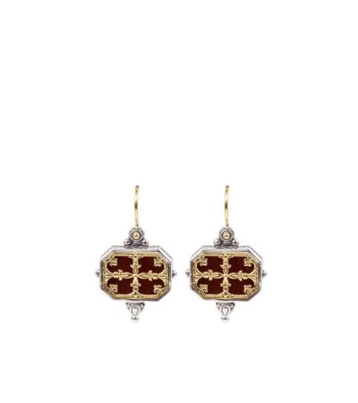 Konstantino Sterling Silver and 18k Yellow Gold Carnelian Earrings