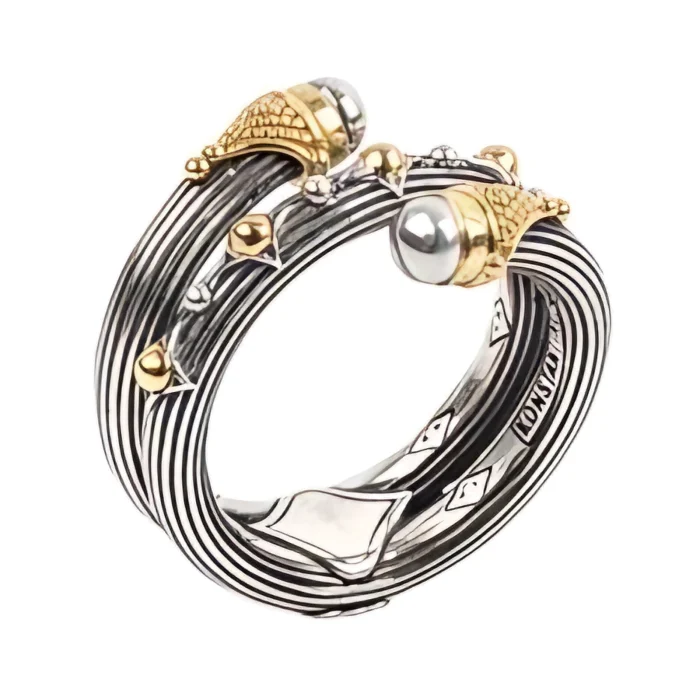 Konstantino Sterling Silver and 18k Yellow Gold Ring