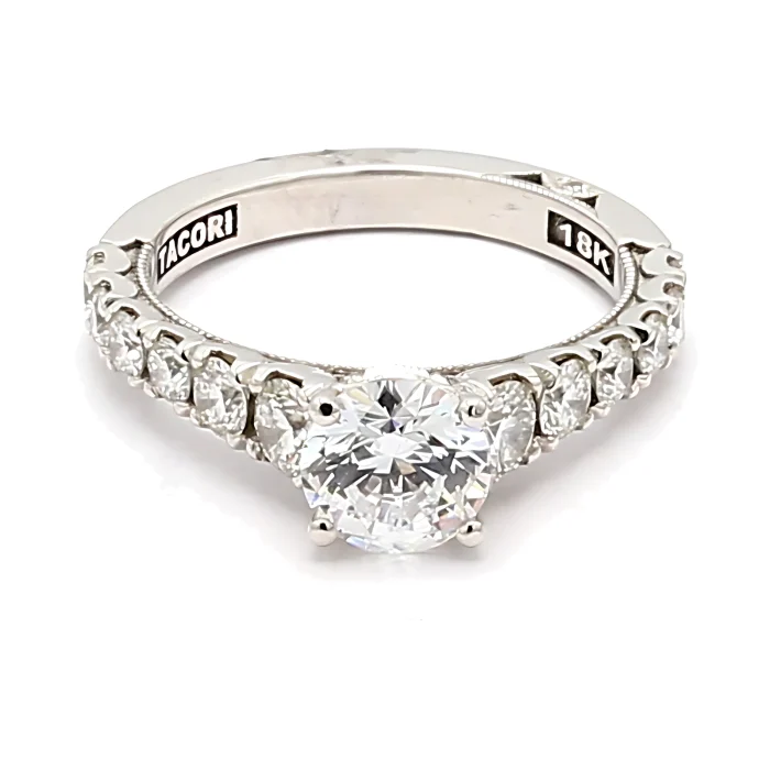 Tacori 18K White Gold Diamond Semi-Mount, 1.05 ct tw