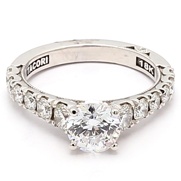 Tacori 18K White Gold Diamond Semi-Mount, 1.05 ct tw