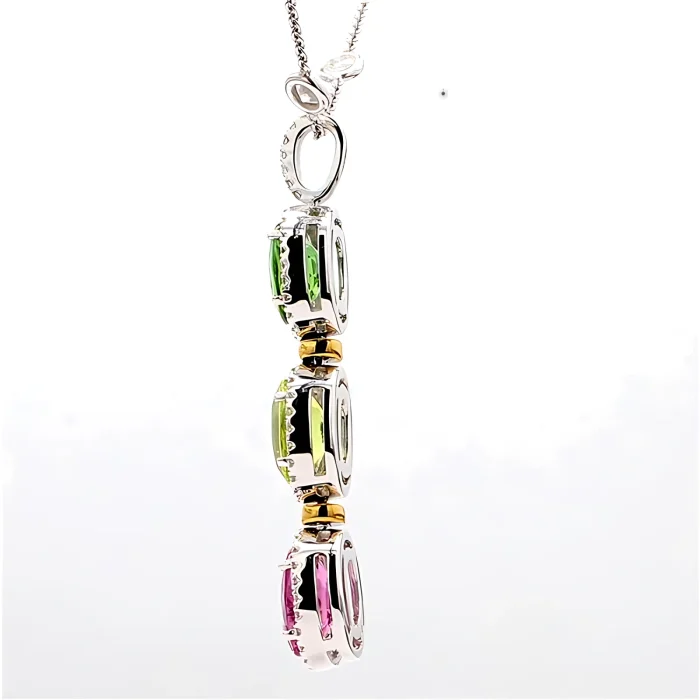 Tourmaline, Chrysoberyl and Diamond Necklace, 1.00 ct tw