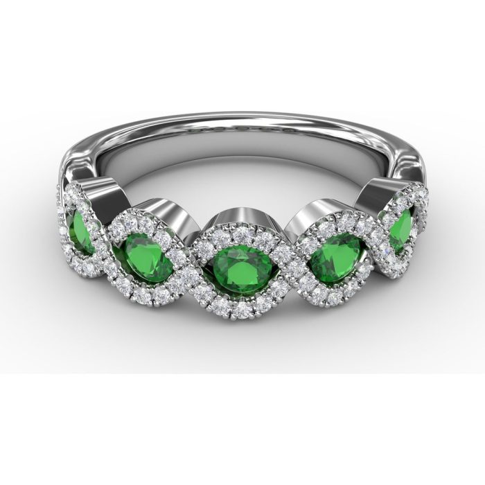 Fana 14k White Gold Pear-Shaped Emerald and Diamond Halo Twist Ring