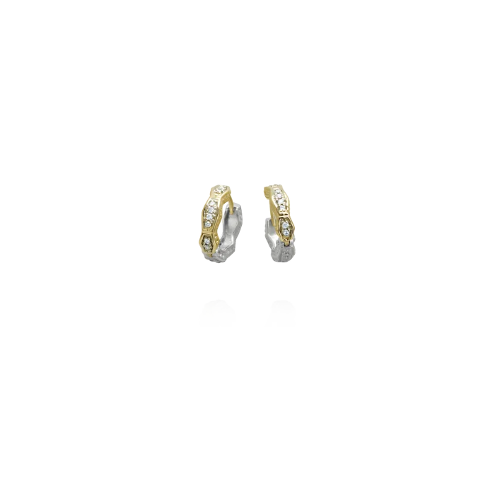 Vahan 14k Gold & Sterling Silver With Diamond Earrings