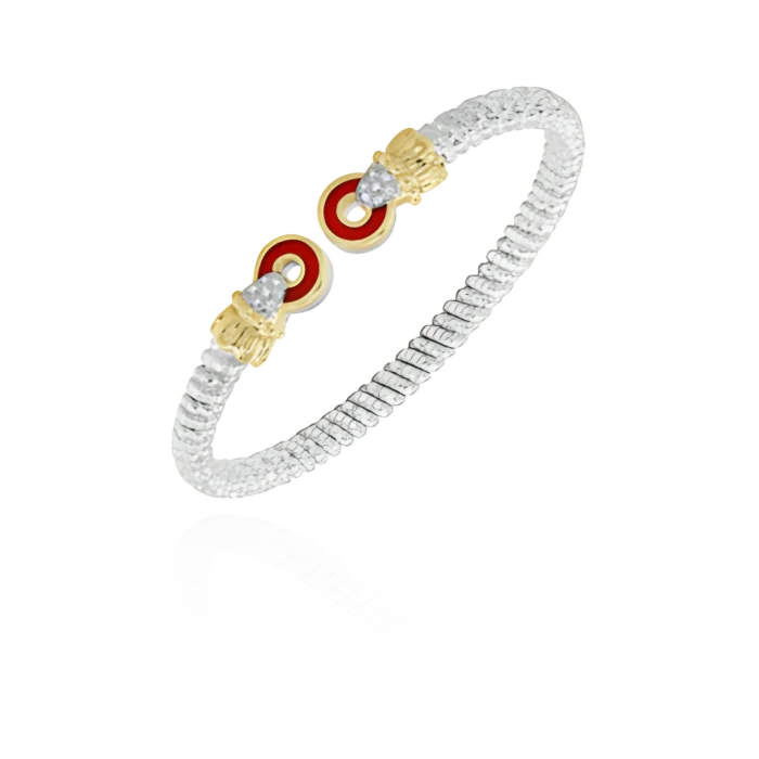 Vahan 4mm 14k Gold & Sterling Silver Bracelet With Turquoise Colored Enamel