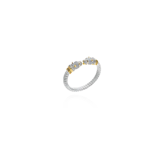 Vahan 8mm 14k Gold & Sterling Silver Panther Head Bracelet