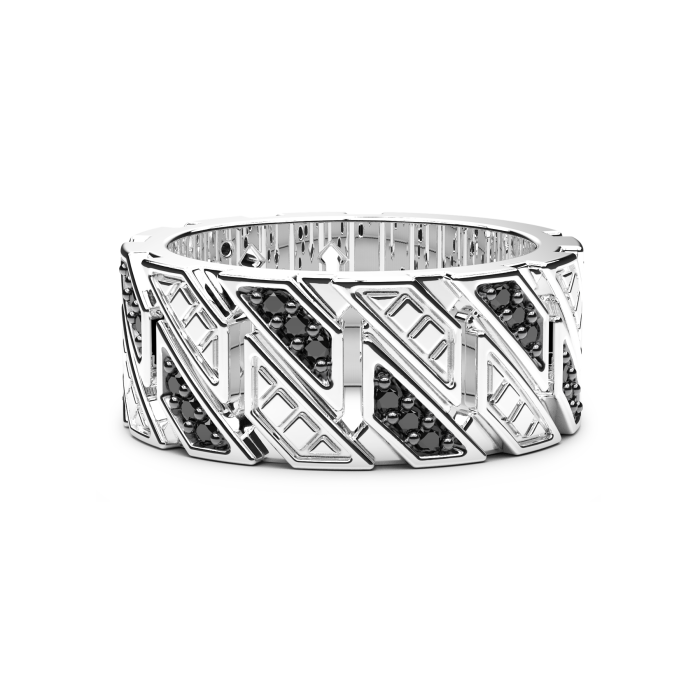 Zancan Cosmopolitan Luxury Sterling Silver Black Spinel Band Ring