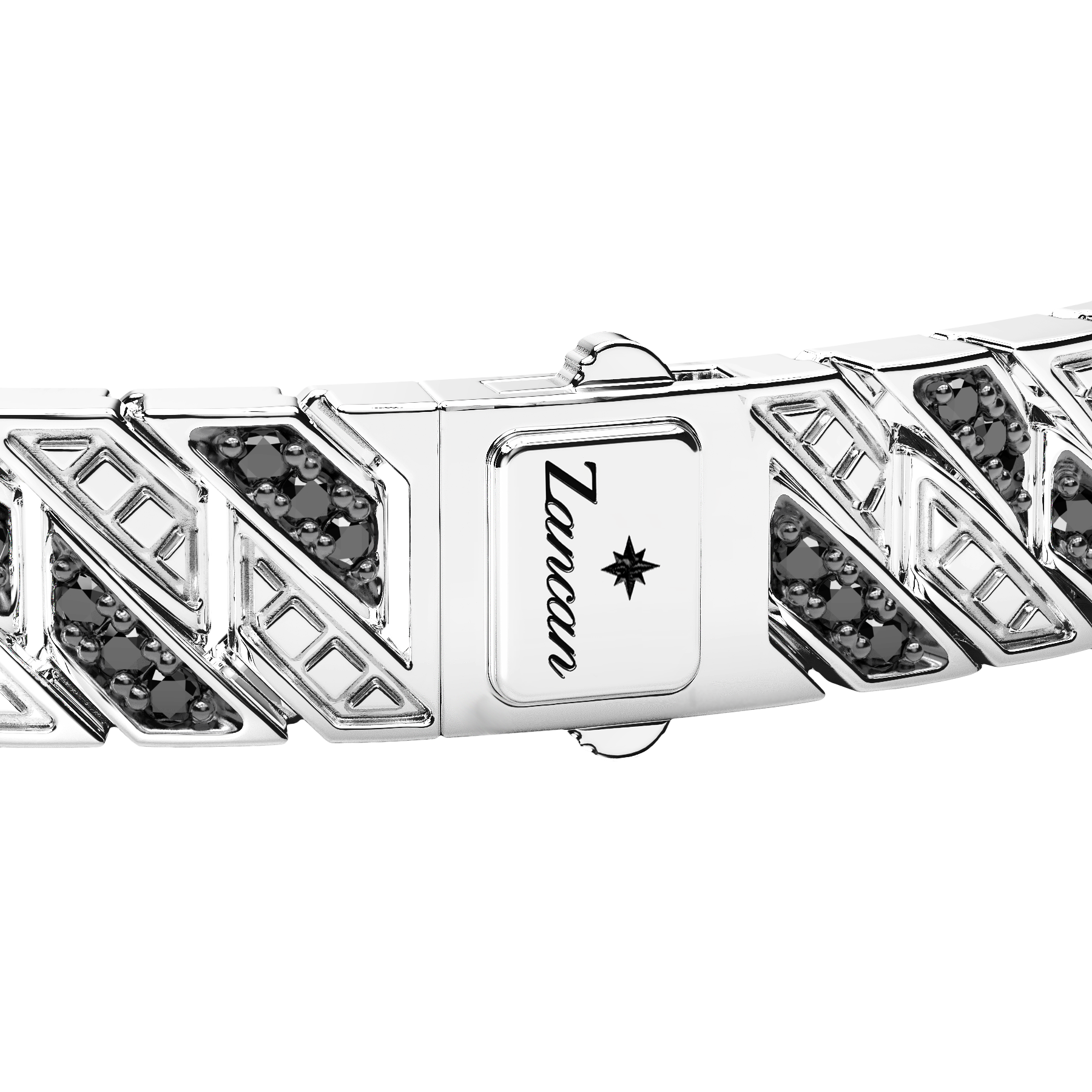 Zancan Cosmopolitan Luxury Sterling Silver Black Spinel Curb Link Bracelet