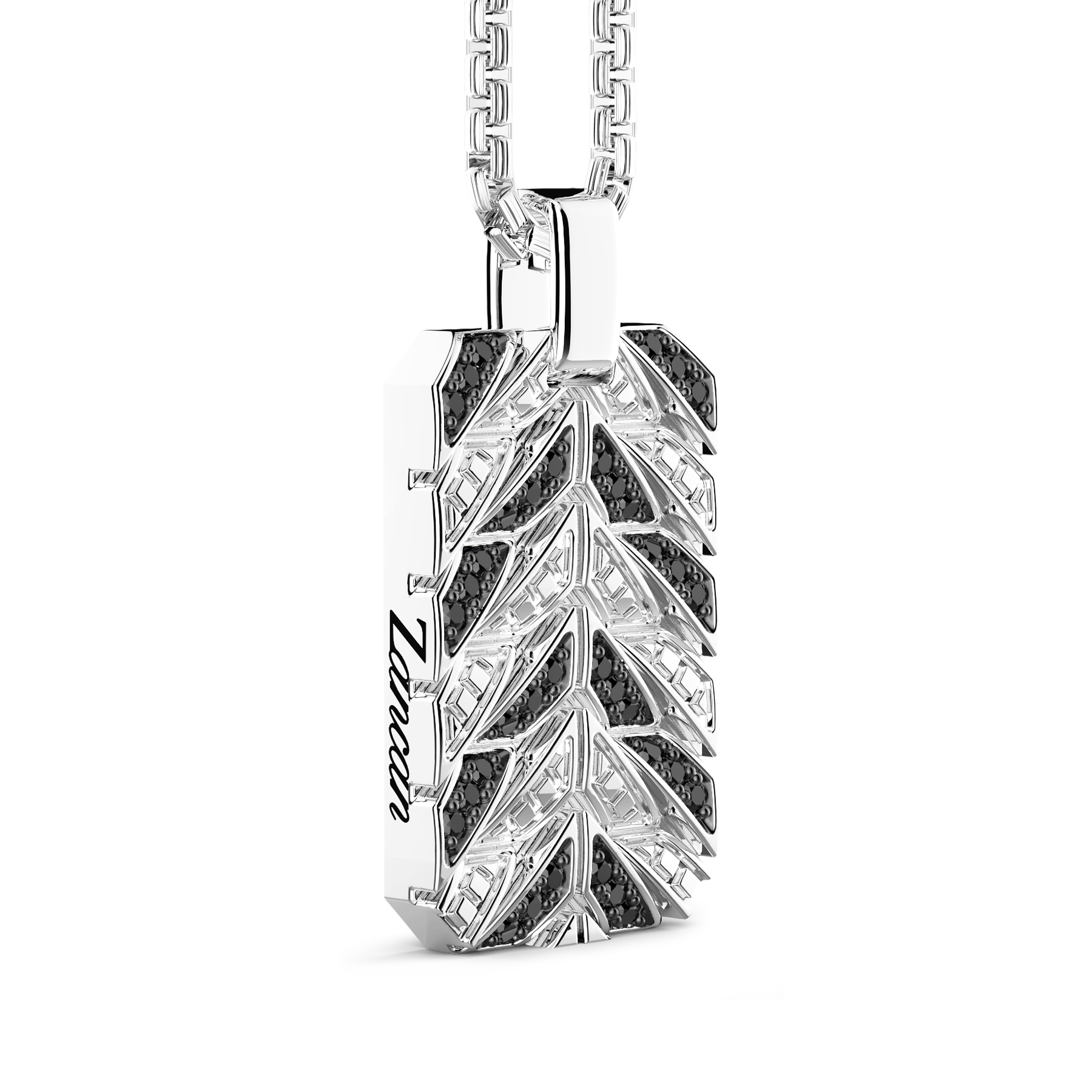 Zancan Cosmopolitan Luxury Sterling Silver Black Spinel Tag Necklace
