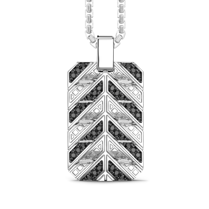 Zancan Cosmopolitan Luxury Sterling Silver Black Spinel Tag Necklace