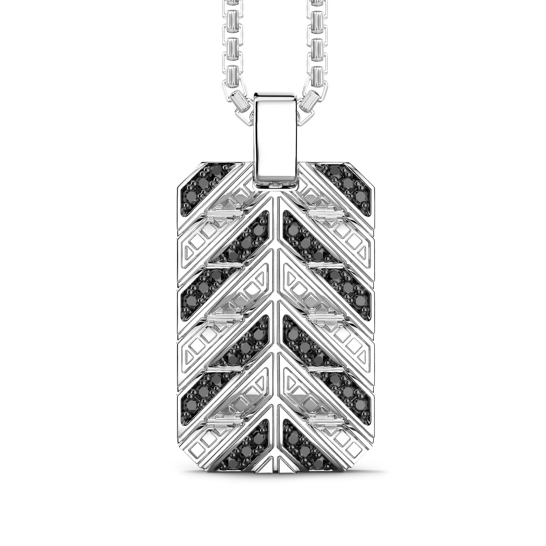 Zancan Cosmopolitan Luxury Sterling Silver Black Spinel Tag Necklace