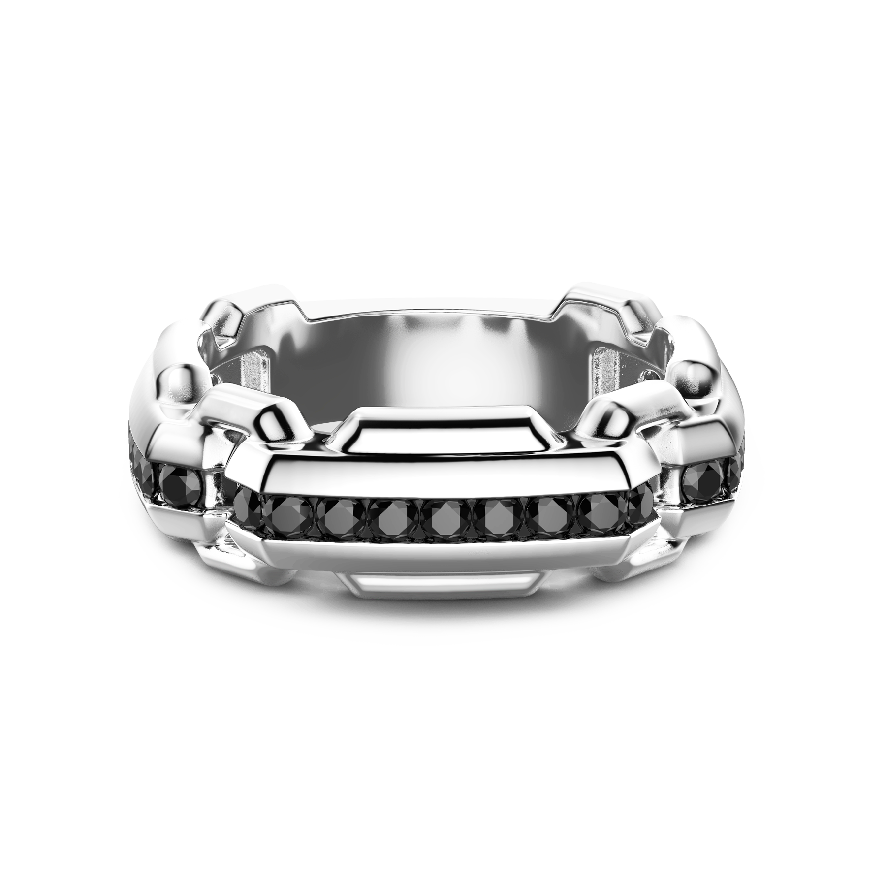 Zancan Cosmopolitan Luxury Sterling Silver Black Spinel Band Ring
