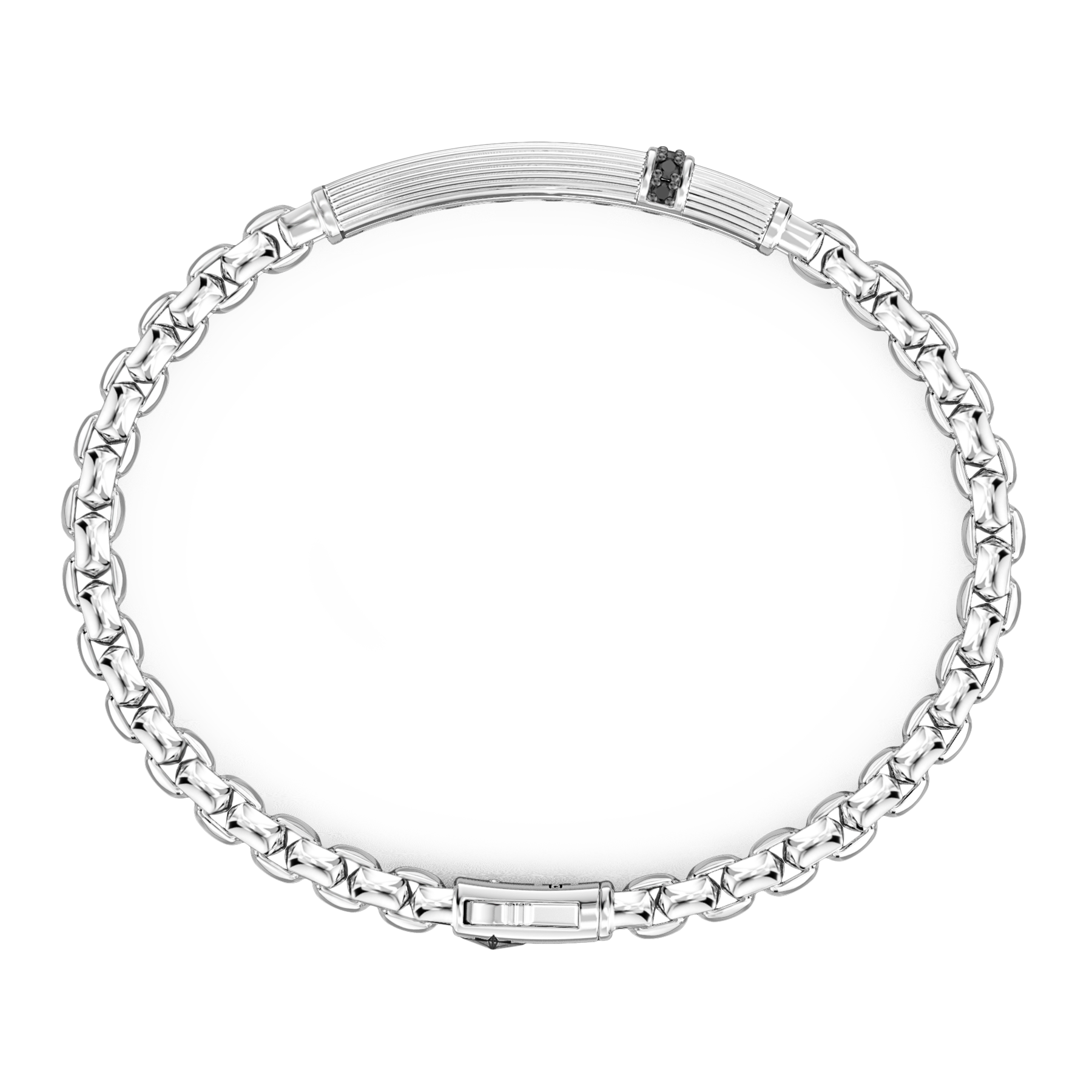 Zancan Cosmopolitan Sterling Silver Black Spinel Tag Bracelet