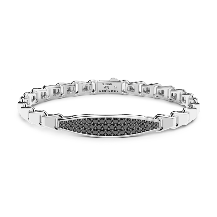 Zancan Cosmopolitan Luxury Sterling Silver Black Spinel Tag Bracelet