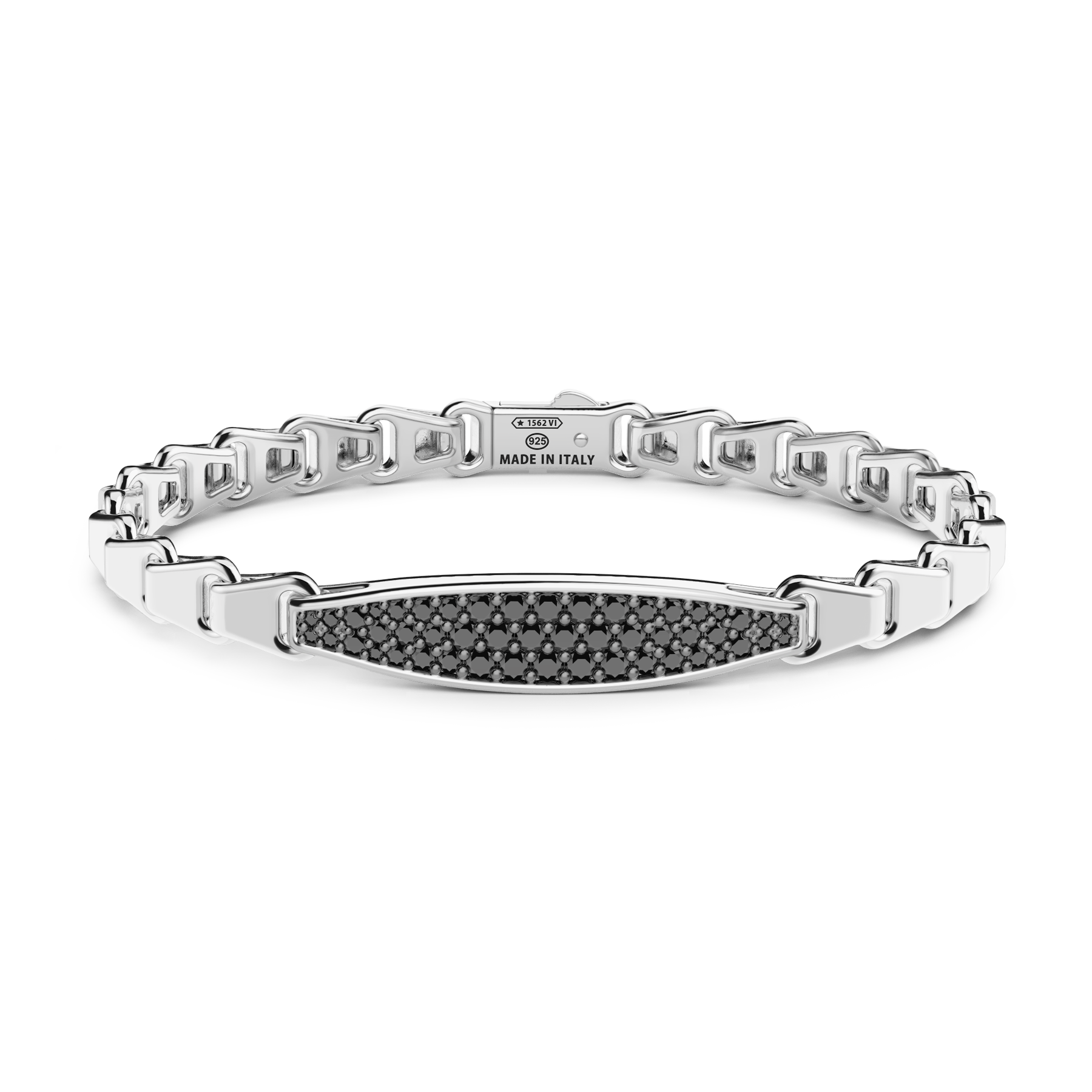 Zancan Cosmopolitan Luxury Sterling Silver Black Spinel Tag Bracelet