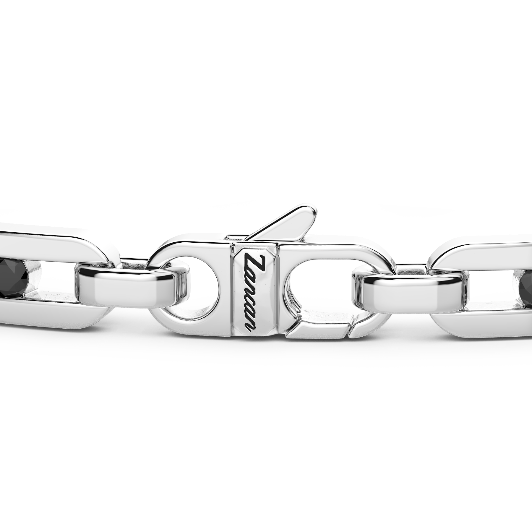 Zancan Cosmopolitan Luxury Sterling Silver Black Spinel Oval Link Bracelet