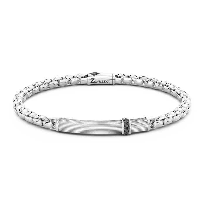 Zancan Cosmopolitan Sterling Silver Black Spinel Tag Bracelet