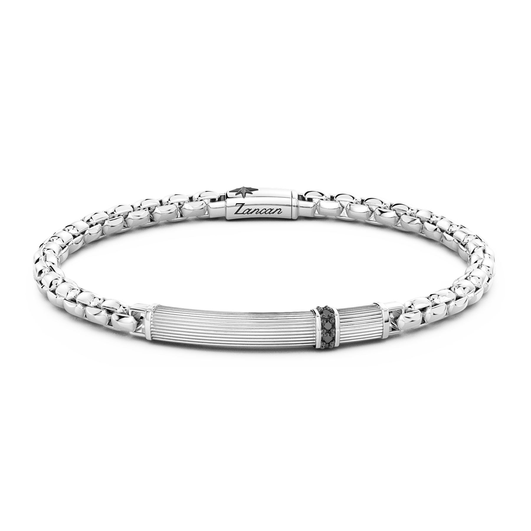 Zancan Cosmopolitan Sterling Silver Black Spinel Tag Bracelet