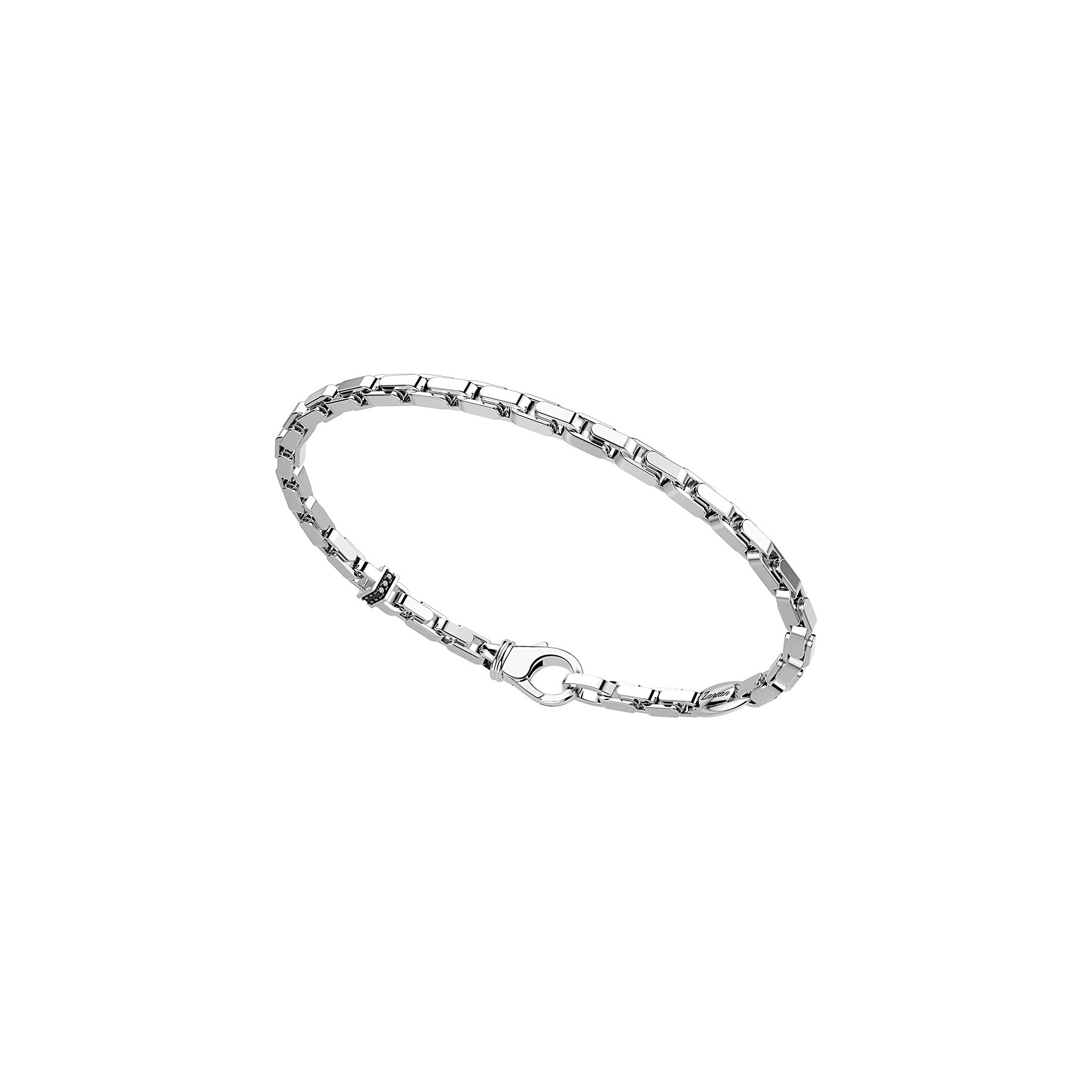 Zancan Sterling Silver Black Spinel Venetian Link Bracelet