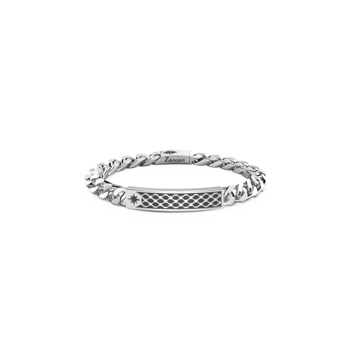 Zancan Sterling Silver Curb Chain Tag Bracelet