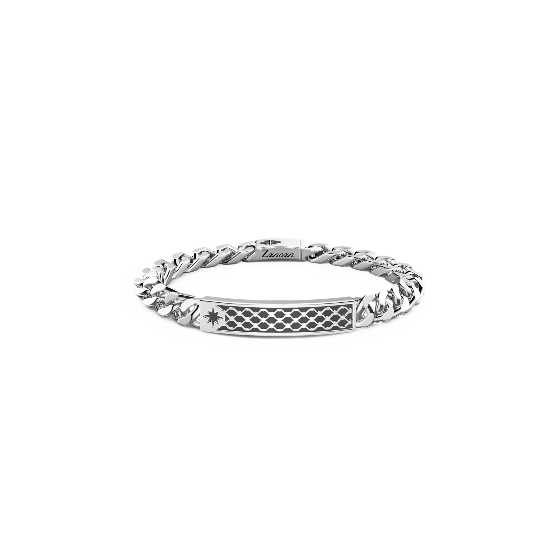 Zancan Sterling Silver Curb Chain Tag Bracelet