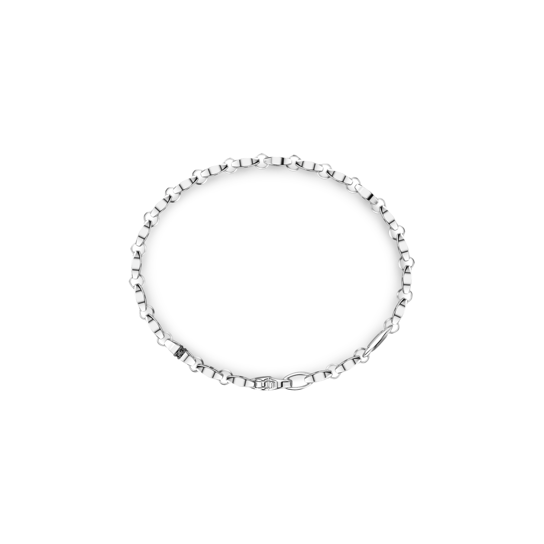 Zancan Insignia Sterling Silver Black Spinel Link Bracelet