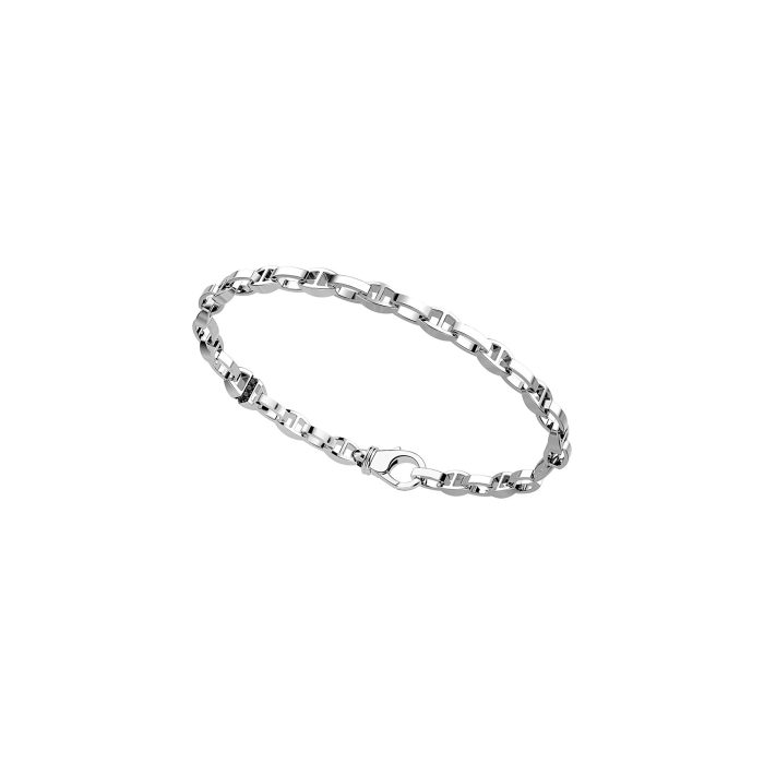 Zancan Sterling Silver Black Spinel Link Bracelet