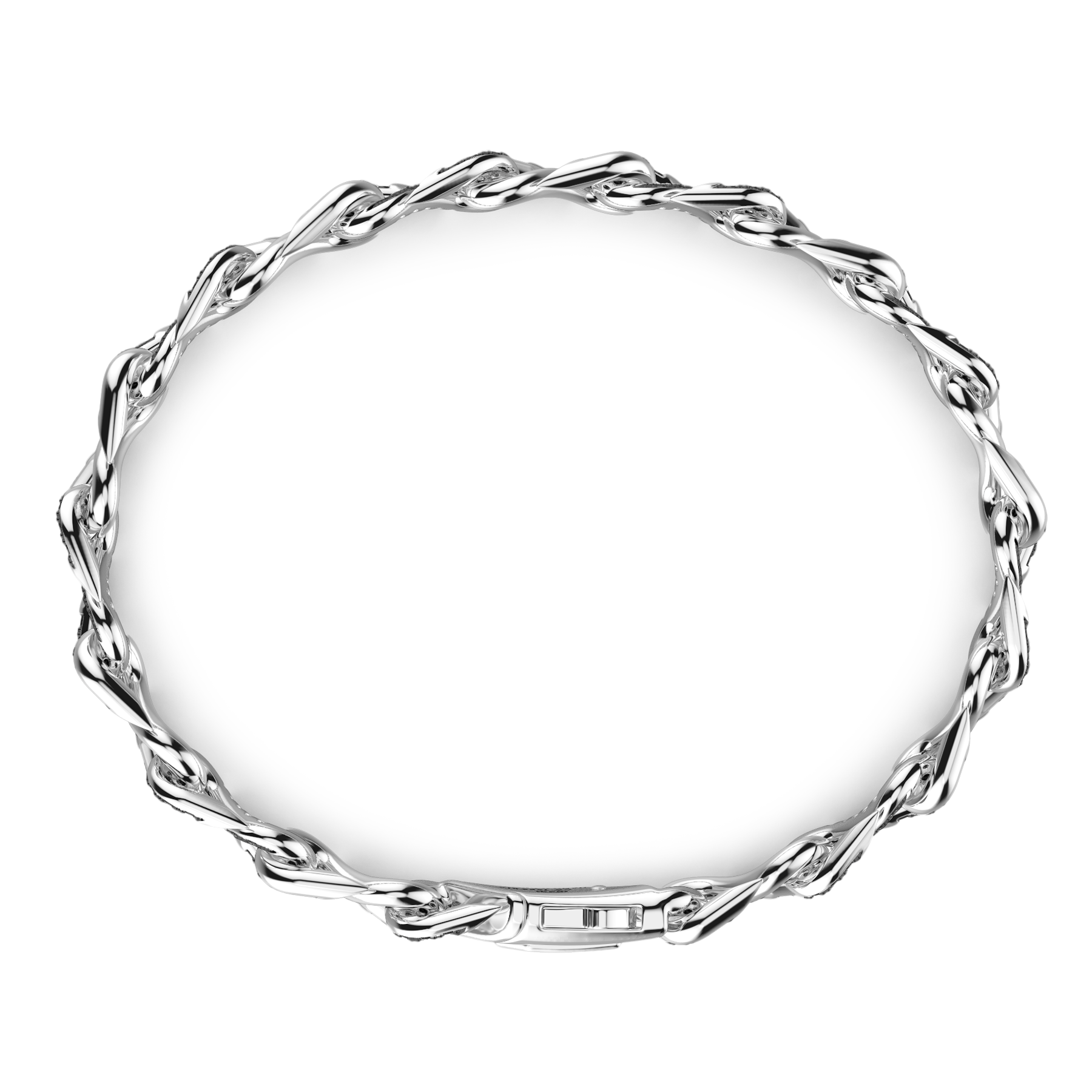 Zancan Cosmopolitan Luxury Sterling Silver Black Spinel Link Bracelet