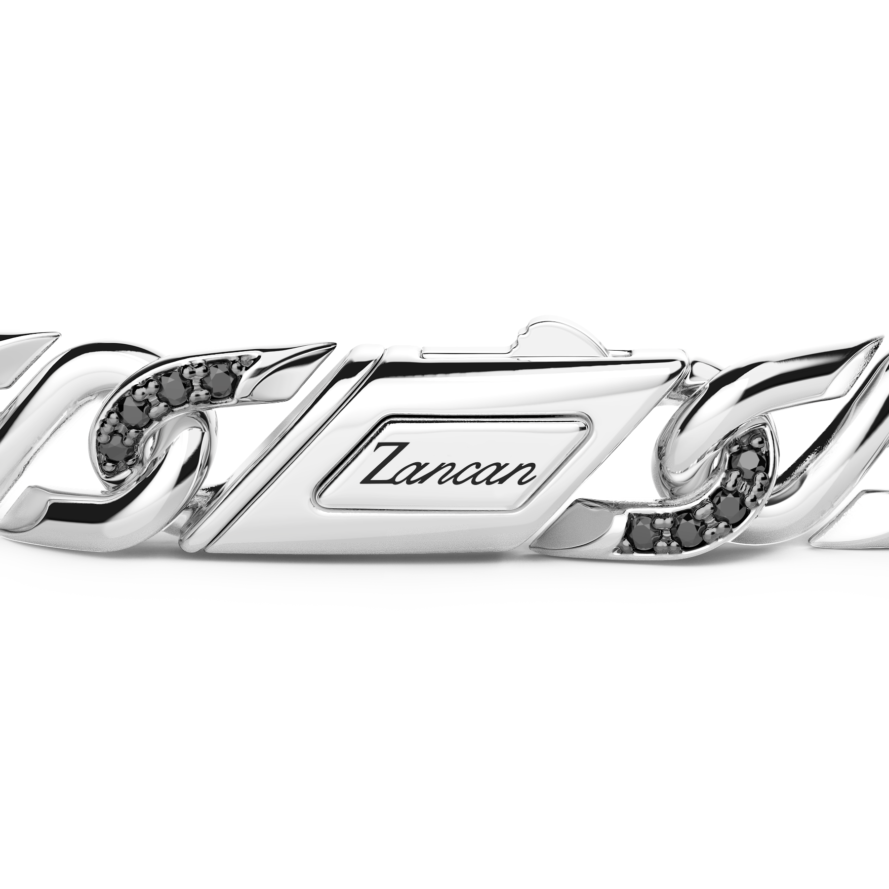 Zancan Cosmopolitan Luxury Sterling Silver Black Spinel Link Bracelet