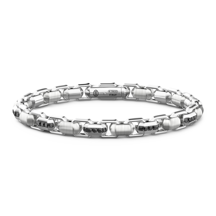 Zancan Cosmopolitan Luxury Sterling Silver Black Spinel Link Bracelet