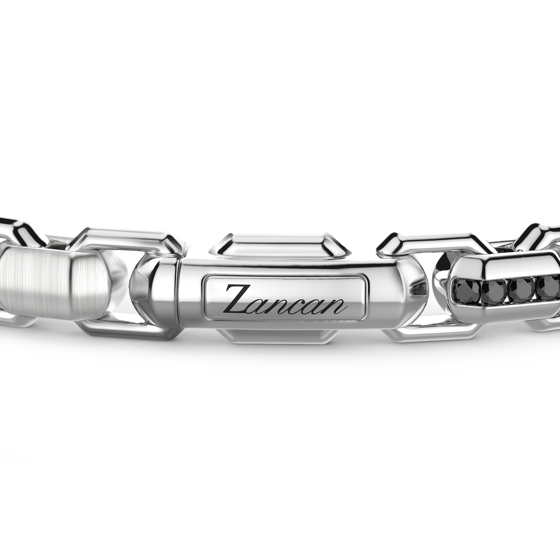 Zancan Cosmopolitan Luxury Sterling Silver Black Spinel Link Bracelet