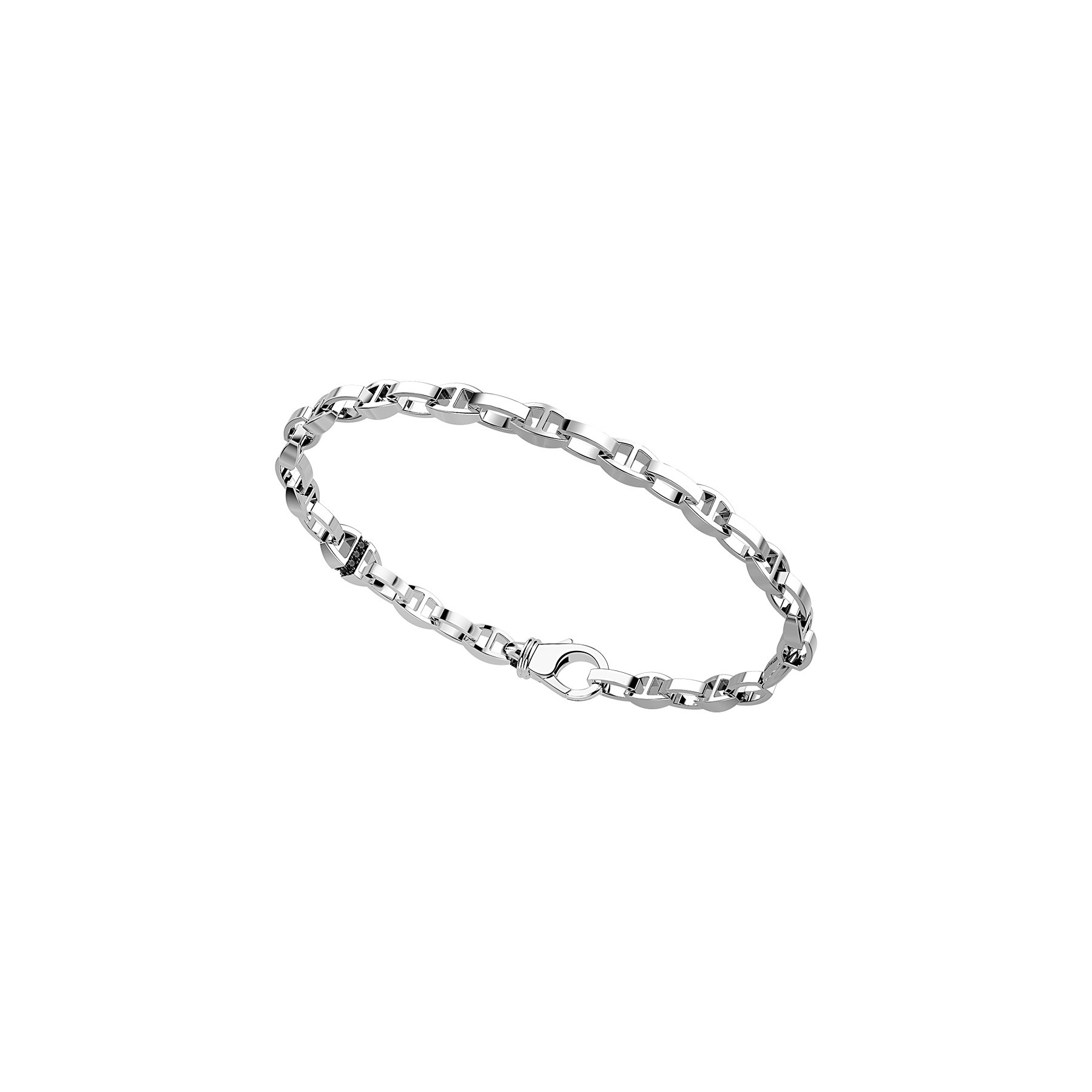 Zancan Sterling Silver Black Spinel Link Bracelet