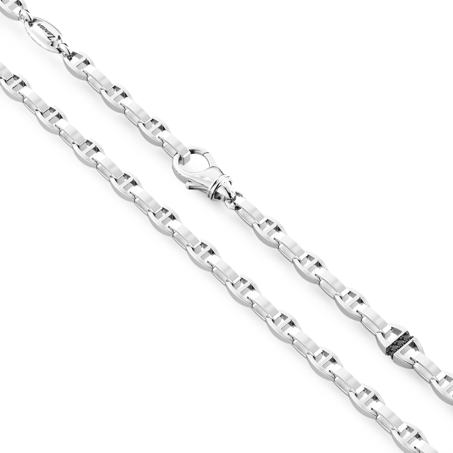 Zancan Insignia Sterling Silver Black Spinel Chain Necklace